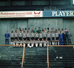 Images Dated 1st July 1975: Newcastle Squad and backroom staff gather on the grandstand at St James for a team