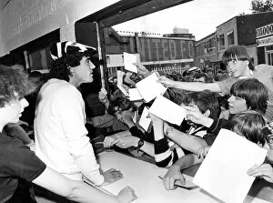Newcastle United footballer Kevin Keegan is greeted by jubilant Newcastle fans as he