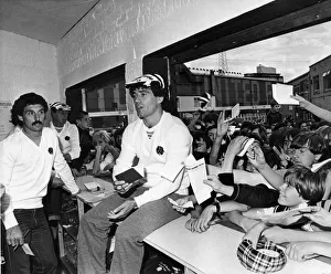 Newcastle United footballer Kevin Keegan is greeted by jubilant Newcastle fans as he Newcastle United footballer Kevin Keegan is greeted by jubilant Newcastle fans as he