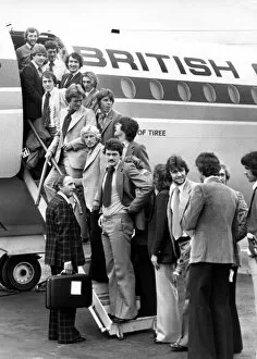 Newcastle United players wait to board the plane for the start of the clubs 10-day tour