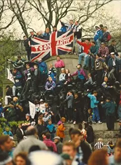 Images Dated 15th May 1993: Newcastle United win the First Division - Players on the open top bus with the trophy May
