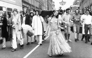 Rag Week Gallery: Newcastles Rag Queen, Christine Bateson, aged 18, wears a grass skirt to lead a