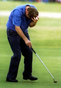 Nick Faldo celebrates his Third British Open win in tears Nick Faldo celebrates his Third British Open win in tears