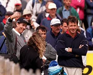 Nick Faldo and David Leadbetter at the British Open July 1997 during practice at Troon Nick Faldo and David Leadbetter at the British Open July 1997 during practice at Troon