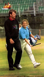 Nick Faldo golfer at the British Open with his caddie Fannie Sunneson