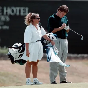 Nick Faldo marks his card on his final practice round for the British Open Golf Nick Faldo marks his card on his final practice round for the British Open Golf