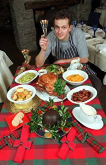 Nick Nairn television chef with Christmas Meal and a glass of wine circa 1998 Nick Nairn television chef with Christmas Meal and a glass of wine circa 1998