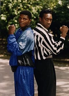 Images Dated 18th May 1992: Nigel Benn Boxing standing back to back with Sugar Boy Malinga