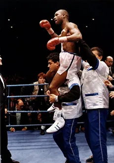 Nigel Benn at the end of his second fight with Chris Eubank at Old Trafford the fight Nigel Benn at the end of his second fight with Chris Eubank at Old Trafford the fight