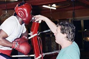 Nigel Benn training in the gym ahead of his next fight with American Greg Taylor