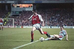 Nigel Winterburn footballer for Arsenal 1990 in a match against Liverpool