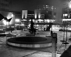 Night time at one of Teesside's early major shopping developments, Thornaby