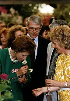 Norma Major wife of John Major MP with Esther Rantzen TV presenter Circa June 1992 Norma Major wife of John Major MP with Esther Rantzen TV presenter Circa June 1992