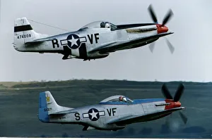 North American P51D Mustang fighters in flight at the Wroughton Air Show North American P51D Mustang fighters in flight at the Wroughton Air Show