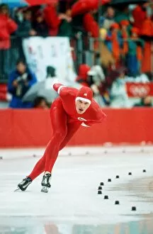 Images Dated 1st February 1994: Norwegian speed sketer Johan Olav Koss Speed in action during the 1992 Winter Olympic