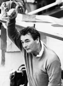 Nottingham Forest manager Brian Clough gives the thumbs up from the touchline dug out Nottingham Forest manager Brian Clough gives the thumbs up from the touchline dug out
