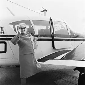Oldest passenger on Teesside flight. Circa 1973