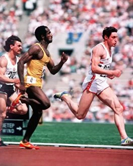 00136 Gallery: Olympic Games Alan Wells leads Don Qurrie in the first heat of the 100 metres