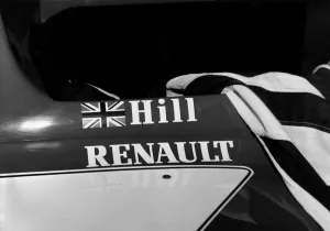 Side panel of Damon Hill's racing car with Union Jack flag painted Side panel of Damon Hill's racing car with Union Jack flag painted