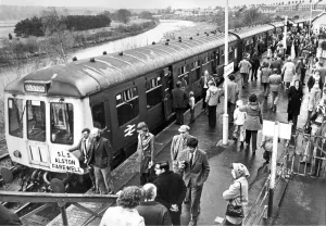 Passengers crowd the platform on 3rd May 1976 at Haltwhistle Station before the last Passengers crowd the platform on 3rd May 1976 at Haltwhistle Station before the last