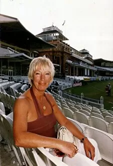 Pat Hughes Cricket Glamorgan Committee Member sitting in cricket ground Dbase