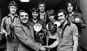 Images Dated 2nd July 1977: Pat Partridge, President of Teesside Basketball league, presents the Ellis WhatleyTrophy