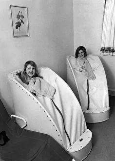 Two patients relaxing in a steam bath. April 1968 P005918 Two patients relaxing in a steam bath. April 1968 P005918