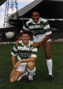 Jon Scan Gallery: Paul Elliott with team-mate Roy Aitken August 1989