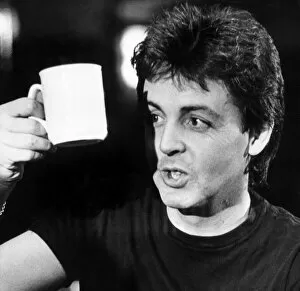 Images Dated 23rd November 1979: Paul McCartney pictured relaxing with a cup of tea, after the Wings concert at The