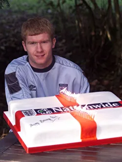 Paul Scholes England and Manchester United player celebrates his 25th Birthday with a Paul Scholes England and Manchester United player celebrates his 25th Birthday with a