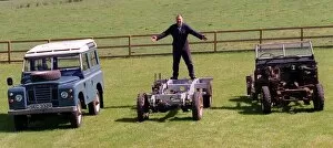 Images Dated 11th July 1998: Paul Watson with Land Rovers JUly 1998 in stages of building Earlston Glenburnie Farm