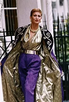 Images Dated 15th July 1993: Paula Hamilton model modelling a purple and gold brocate evening coat DBase