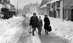 Images Dated 21st February 1978: Pedestrians make their way along the main street of Cowbridge after the road had at last