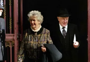 Peggy Ashcroft Actress with actor Alec Guinness October 1989 Peggy Ashcroft Actress with actor Alec Guinness October 1989
