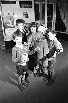 'Penny for the guy.' Children on the streets of Reading collecting money with 'Penny for the guy.' Children on the streets of Reading collecting money with