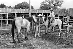 Images Dated 29th December 1980: People: Cowboys with horses at a ranch in the USA. December 1980 80-07236-003