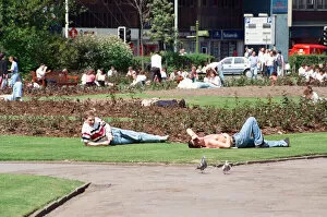 Images Dated 14th May 1992: People sunbathing in Victoria Gardens, Middlesbrough. 14th May 1992