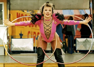 Images Dated 29th August 1995: A performer with hula hoops, from the Moscow state Circus which is visiting Teesside