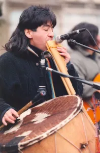 Peruvian band Apu perform in the streets of Newcastle. (Circa 1994) Peruvian band Apu perform in the streets of Newcastle. (Circa 1994)