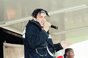 Images Dated 20th August 1995: Peter Andre, performs at Fun Day, Stewart Park, Marton, Middlesbrough, England