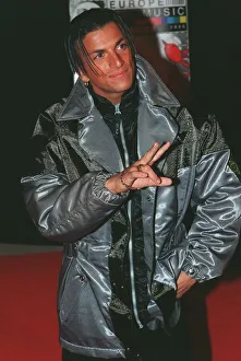 Peter Andre Singer at the Europe MTV Awards wearing silver black jacket Peter Andre Singer at the Europe MTV Awards wearing silver black jacket