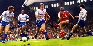 Images Dated 17th September 1990: Peter Beardsley scores for Liverpool against Manchester United at Anfield