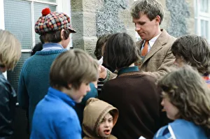 Peter Davison signs autographs on the set of 'All Creatures Great and Small Peter Davison signs autographs on the set of 'All Creatures Great and Small