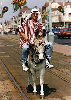 Peter Howitt Actor from BBC series 'Bread'riding Donkey on Streets of