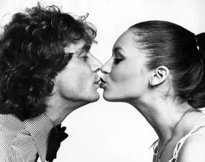 Peter Powell from Radio One and Model Geraldine seen here kissing for Daily Mirror Peter Powell from Radio One and Model Geraldine seen here kissing for Daily Mirror