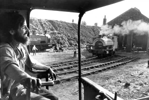 Peter Weightman of Jesmond at the controls of an 0-4-0 engine, built in the 1880s Peter Weightman of Jesmond at the controls of an 0-4-0 engine, built in the 1880s