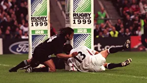 Phil de Glanville scores a try for England against the New Zealand All Blacks at Phil de Glanville scores a try for England against the New Zealand All Blacks at