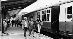 Pickering Railway Station, North Yorkshire, 22nd July 1979. Passengers on Platform Pickering Railway Station, North Yorkshire, 22nd July 1979. Passengers on Platform