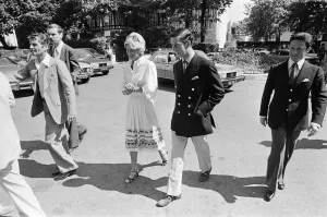 Picture shows Prince Charles (left) walking with his friend Picture shows Prince Charles (left) walking with his friend