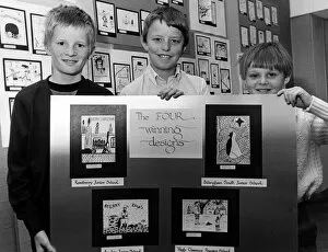 Images Dated 4th July 1983: Pictured with the four winning designs in a Christmas card competition at Brunner